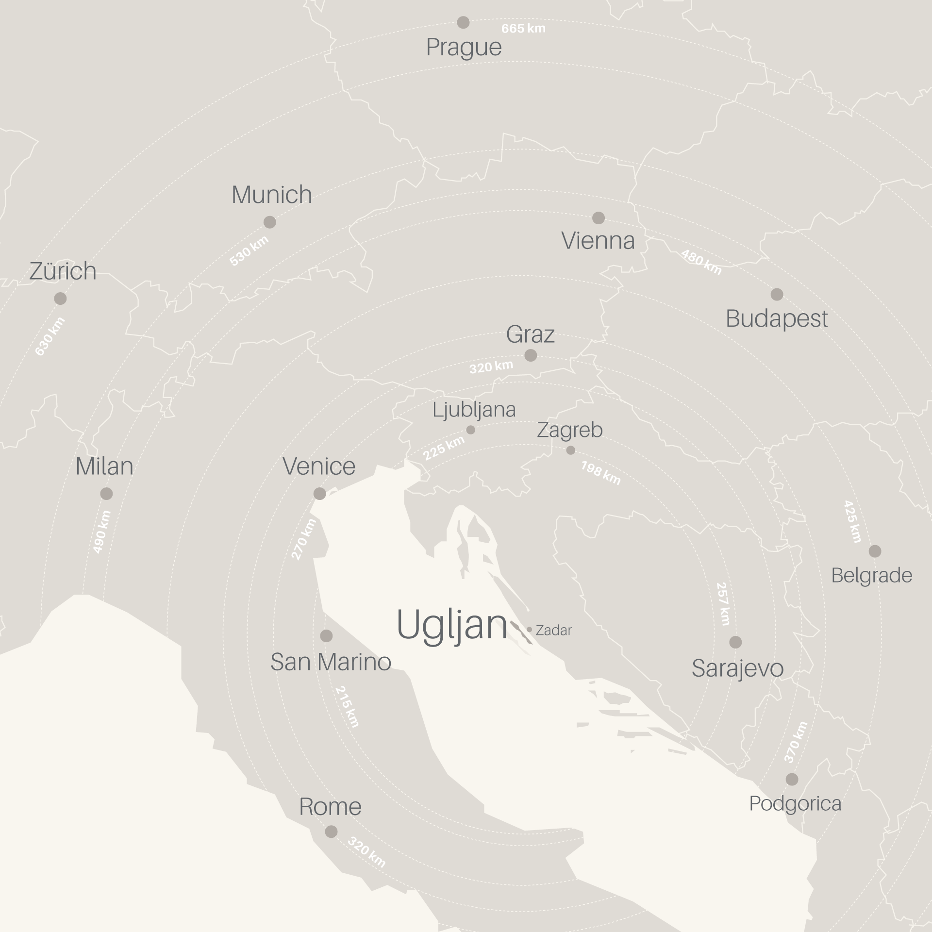 Macro-location of Croatia and Ugljan island